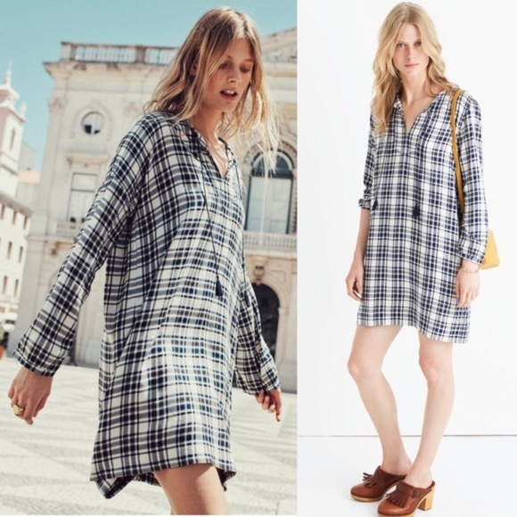 Madewell Dresses & Skirts - Madewell women S plaid Artiste tunic dress Lagenlook Relax Vacation